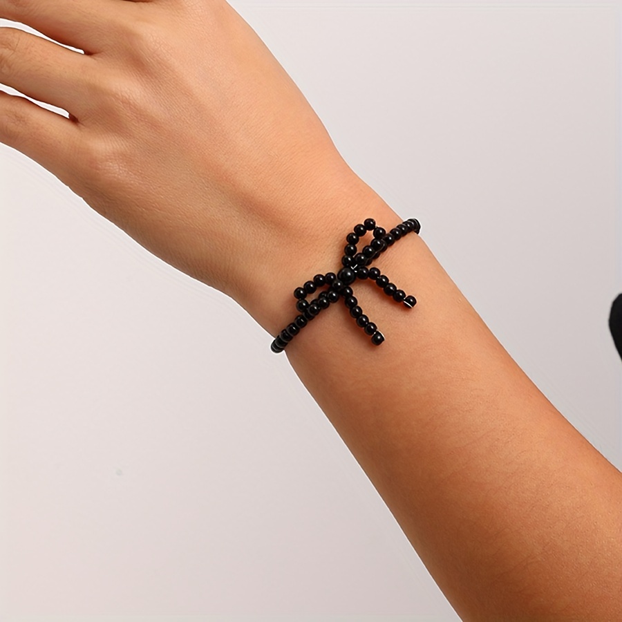 Women's Beaded Bracelet with Bow & Personalized Design